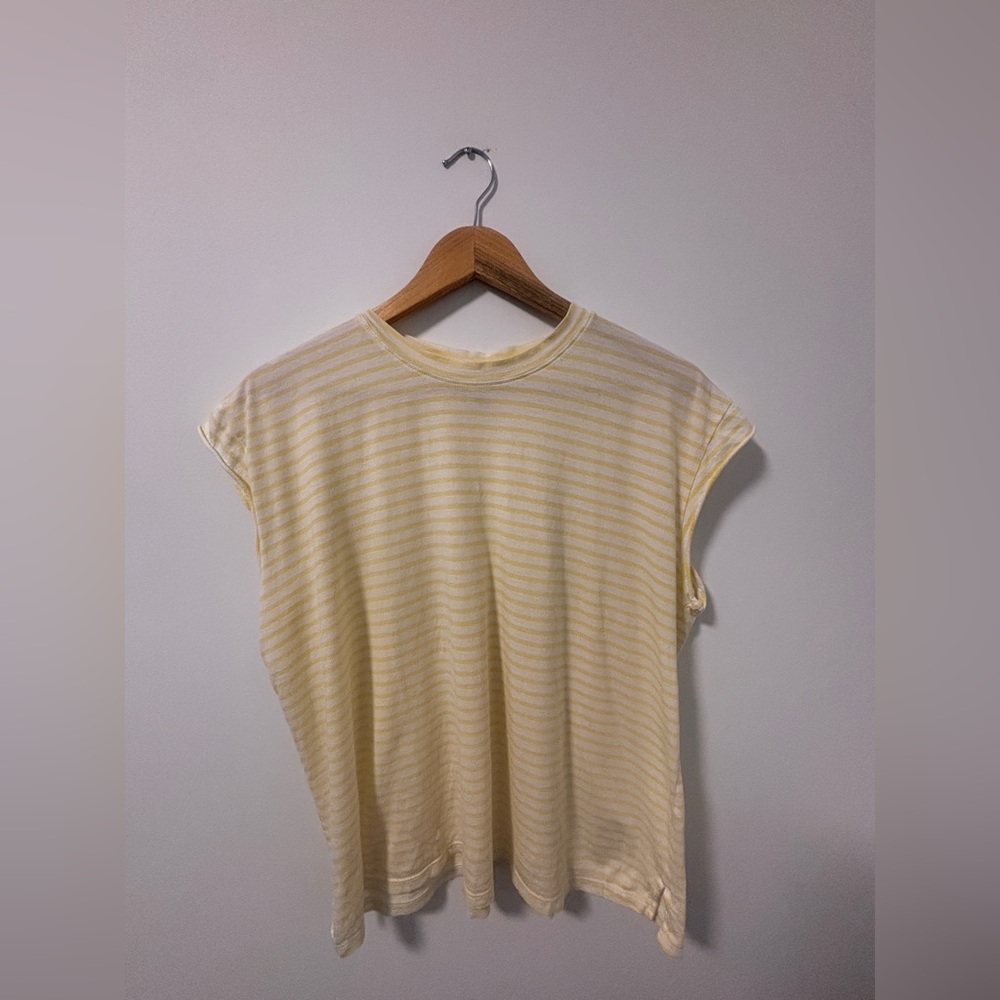 AYR Soft Yellow and Cream Crew Neck Tee